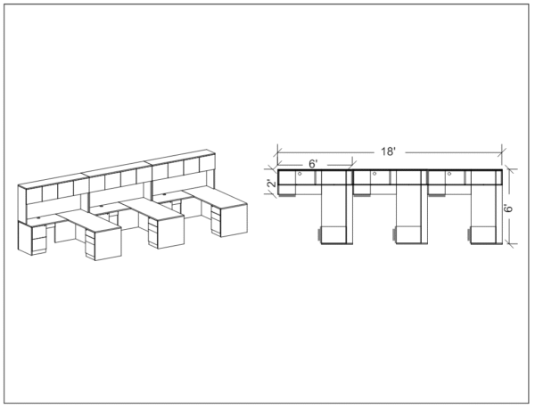 Modern Workstation Pack of 3 with Storage - Image 2