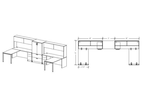 Modern Executive Desk Pack of 2 with Storage - Image 2
