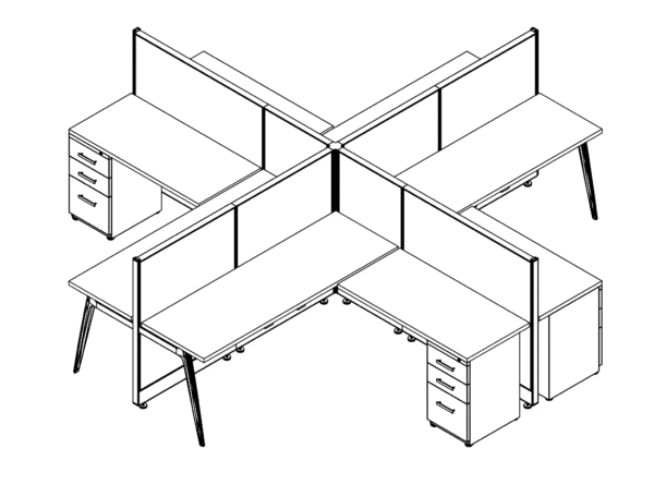 Novo Cubicles by Friant (4 Pack. 6x6. 47 Panel Height) - Image 3