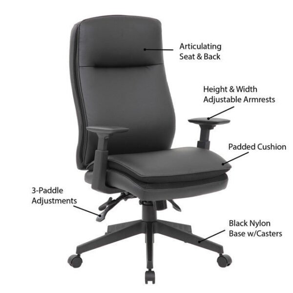Obsidian Executive High Back Chair - Black Frame - Image 4