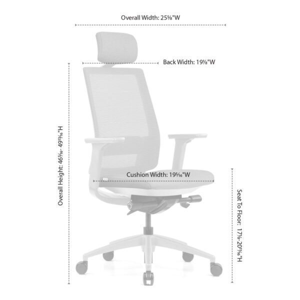 OfficeSource Palma High Back. Ribbed Mesh Task Chair by COE - Image 17