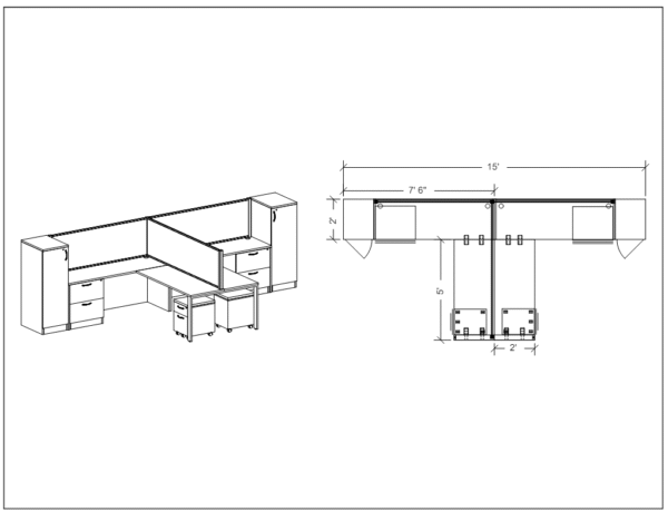 PanelX Modern Workstation Pack of 2 with Storage - Image 2