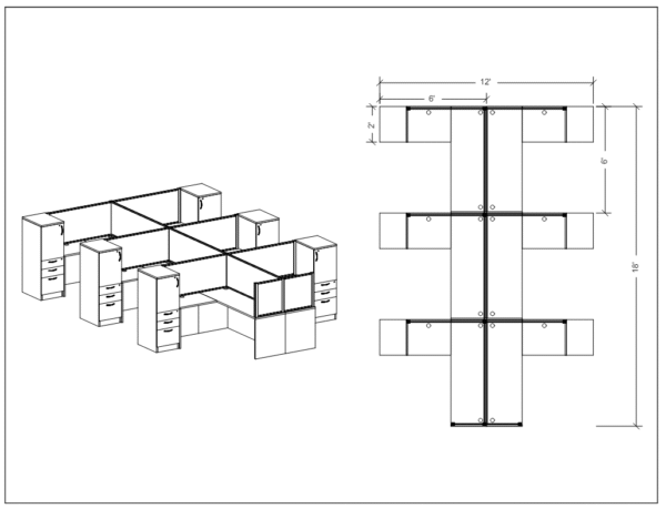PanelX Modern Workstation Pack of 6 with Storage - Image 2