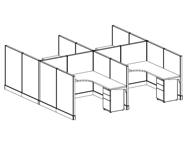 System 2 Cubicles by Friant - (6x6. 4 Pack. 53H) - Image 2
